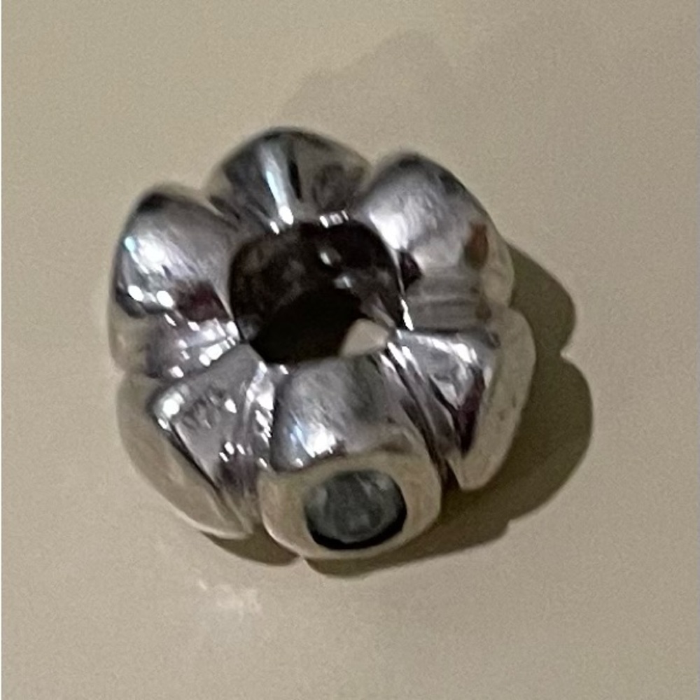 Silver charm with stones, fits Pandora bracelets